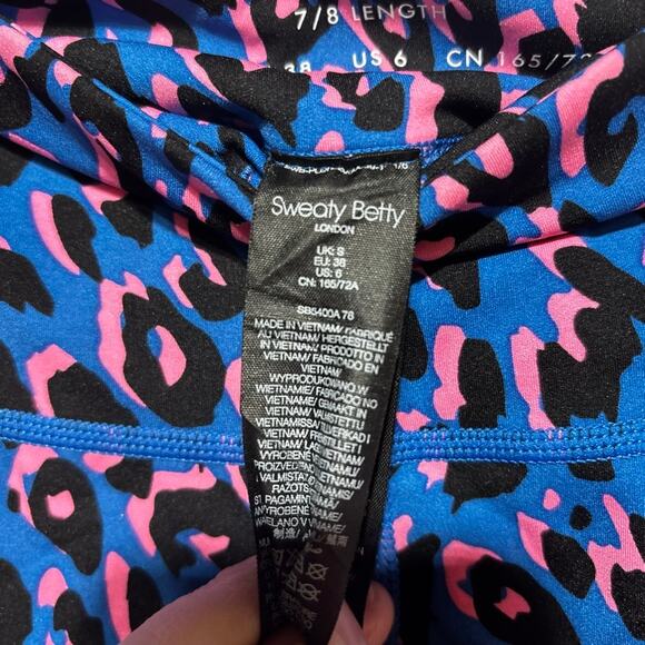 Sweaty Betty Power 7/8 Leggings US 6 Women's Blue Abstract Leopard Gym Yoga - Picture 5 of 11